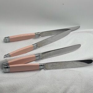 Mikasa “Continental Pink” Stainless Steel Dinner Knifes by Larry Laslo of Japan